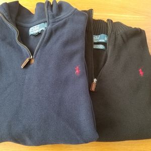 2 Polo 1/4 zip sweaters XL navy black
